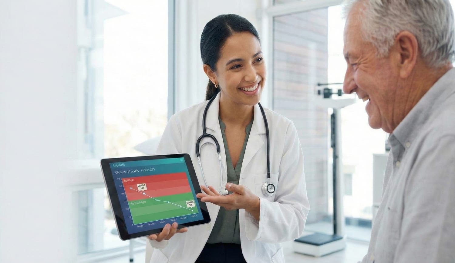 Health progress dashboard showing patient outcomes and clinical metrics